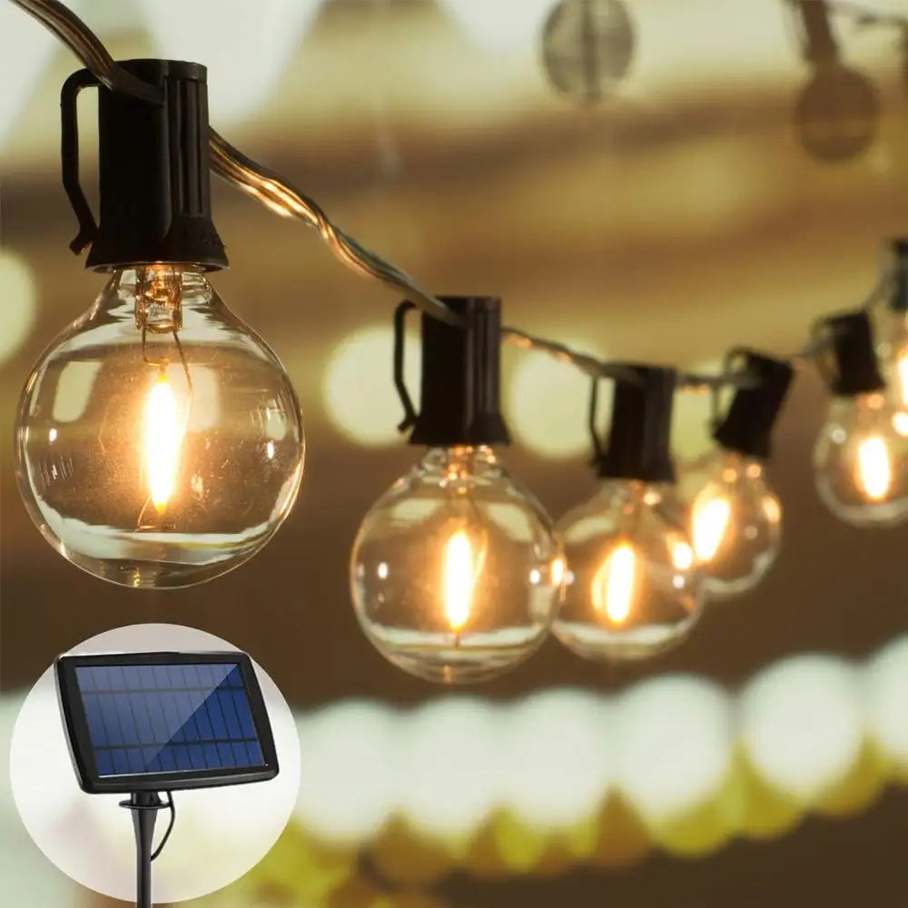 Solar Powered 25 Bulbs String Lights With Remote (8.2 m , Warm White )