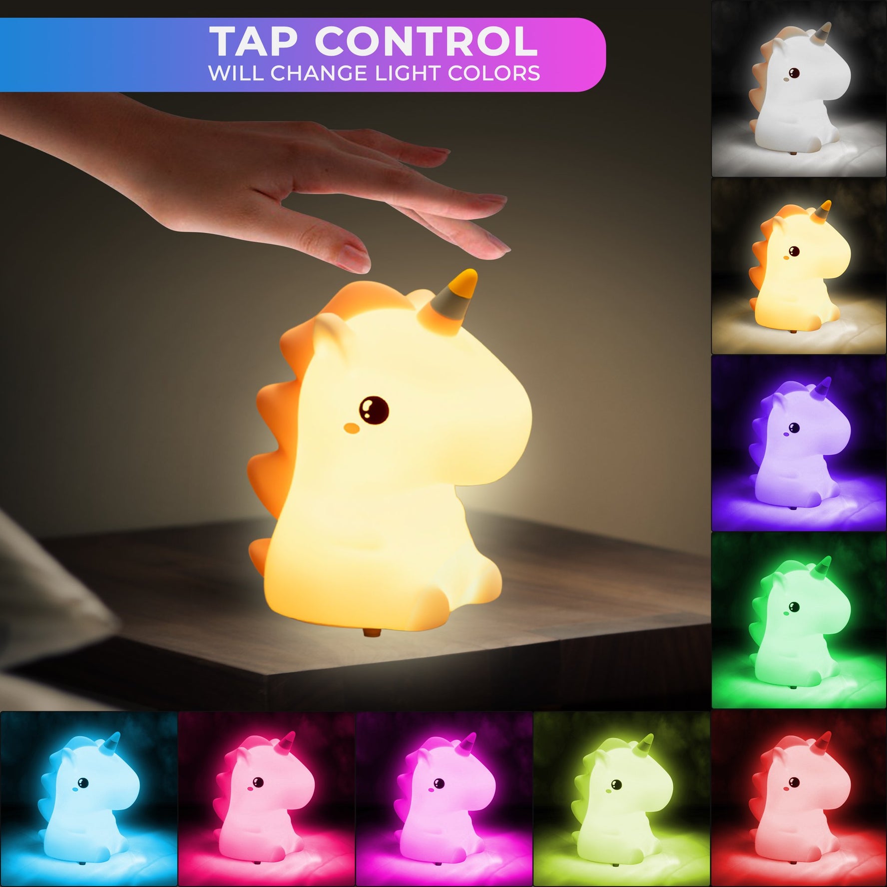 Soft Silicone Cute Unicorn Night Light- Multicolor