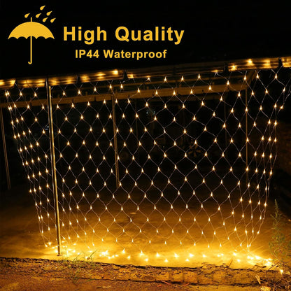 192 LED String Lights 2 X 2 Meter Net Mesh Lights Fishing Net Lights Indoor Outdoor Decor (Warm White)