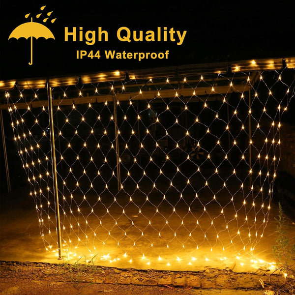 192 LED String Lights 2 X 2 Meter Net Mesh Lights Fishing Net Lights Indoor Outdoor Decor (Warm White)