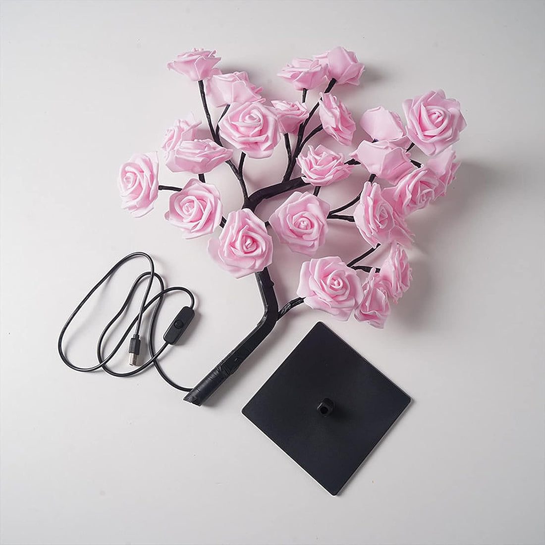 24 LED Rose Flower Tree Table Lamp (Pink)