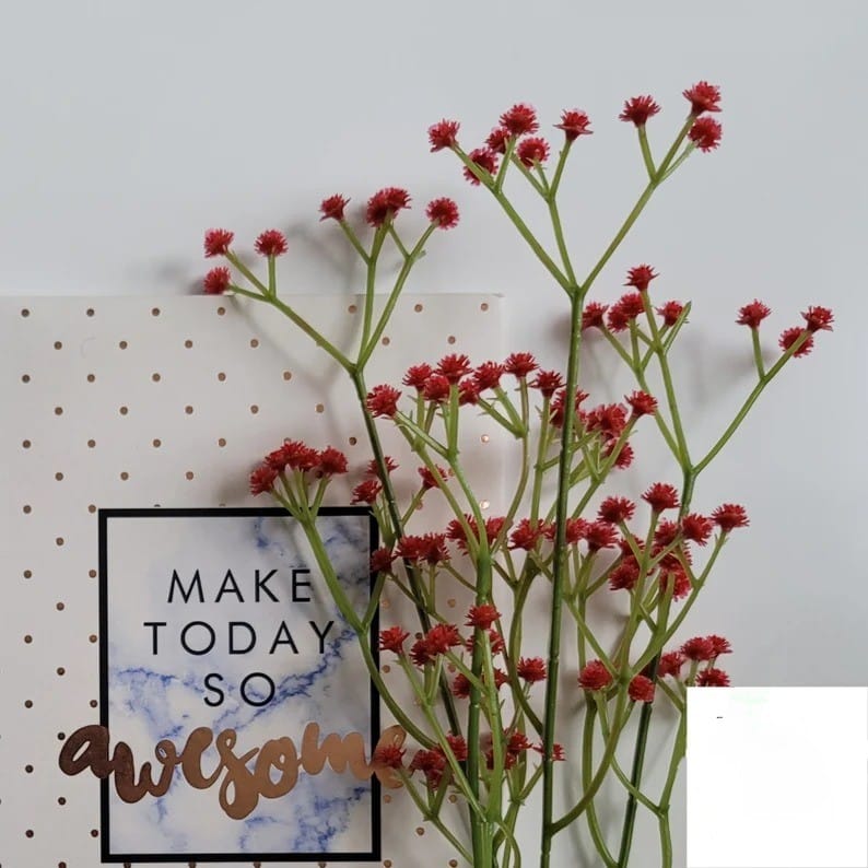 Artificial Baby Breath Real Touch Flower - Red (20 inch , Pack of 4, Flower Bunch)