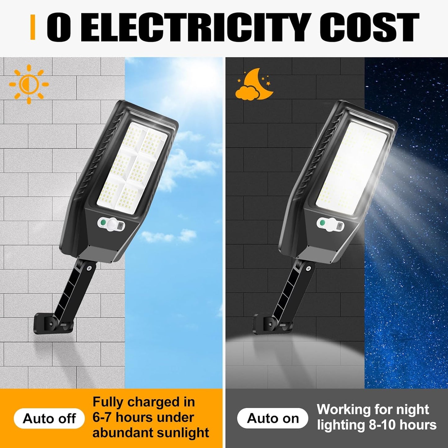 XERGY Solar Lights Outdoor Waterproof: 1 Pack LED Solar Street Light for Outside 5000 Lumen Solar Security Lights Dusk to Dawn IP66 Motion Sensor Solar Powered Light Remote Control