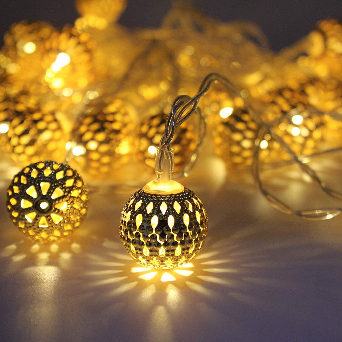 XERGY Moroccan Ball LED String Fairy Lights Outdoor and Indoor for Home Decoration Light, Diwali Lights & Christmas Party (Warm White,Corded Electric)