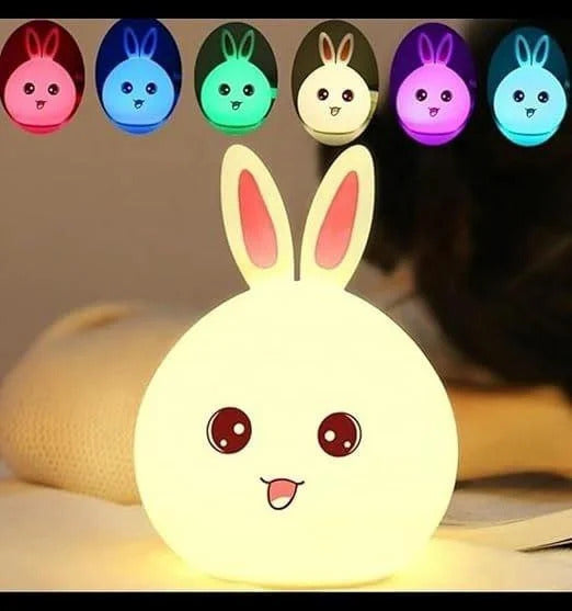 Soft Silicone Cute Bunny Night Light- Multicolor