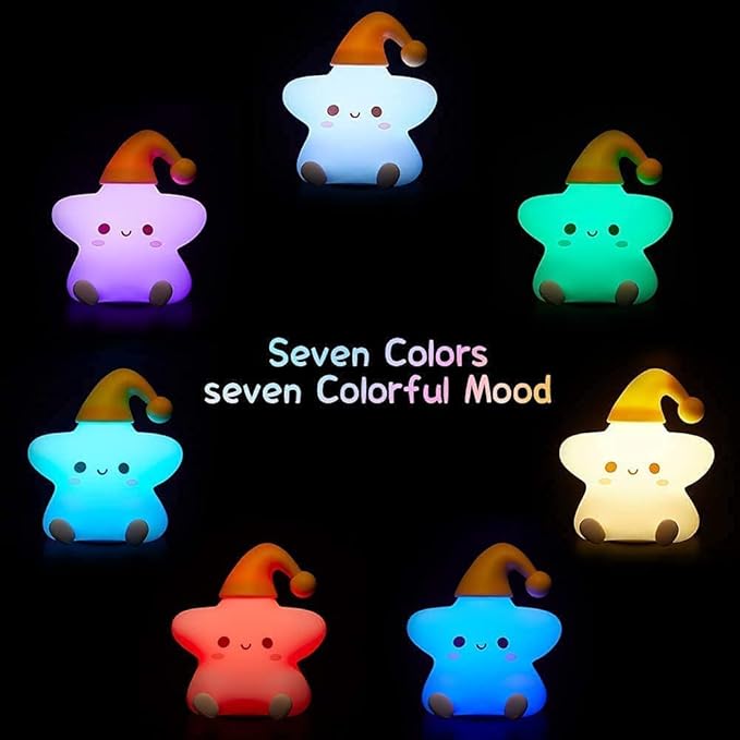 Soft Silicone Cute Star Night Light-Multicolor