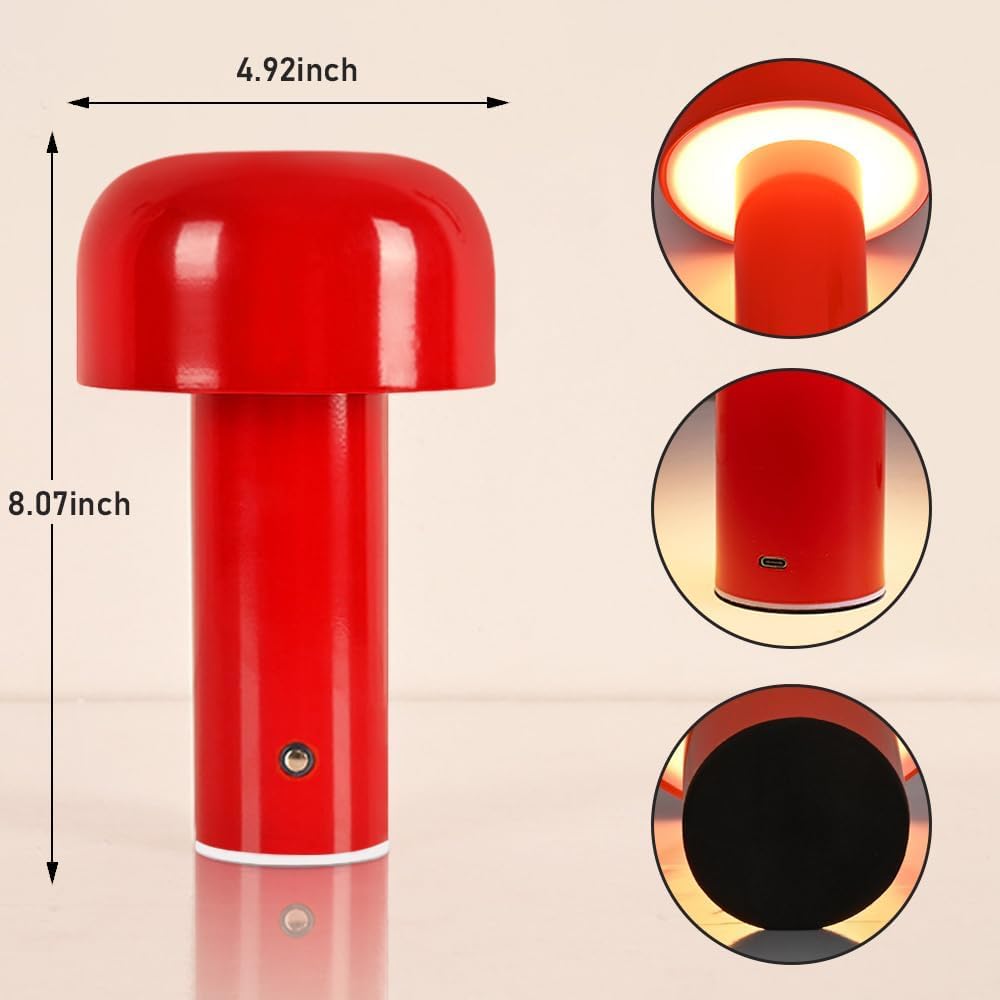 Mushroom LED Table Lamp - Red