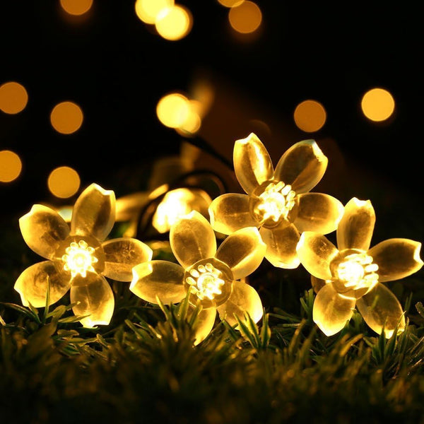 XERGY Silicone Flower LED String Fairy Lights Outdoor and Indoor for Home Decoration Light, Diwali Lights & Christmas,Party (Warm White,Corded Electric) 20 LED's 5 Meter