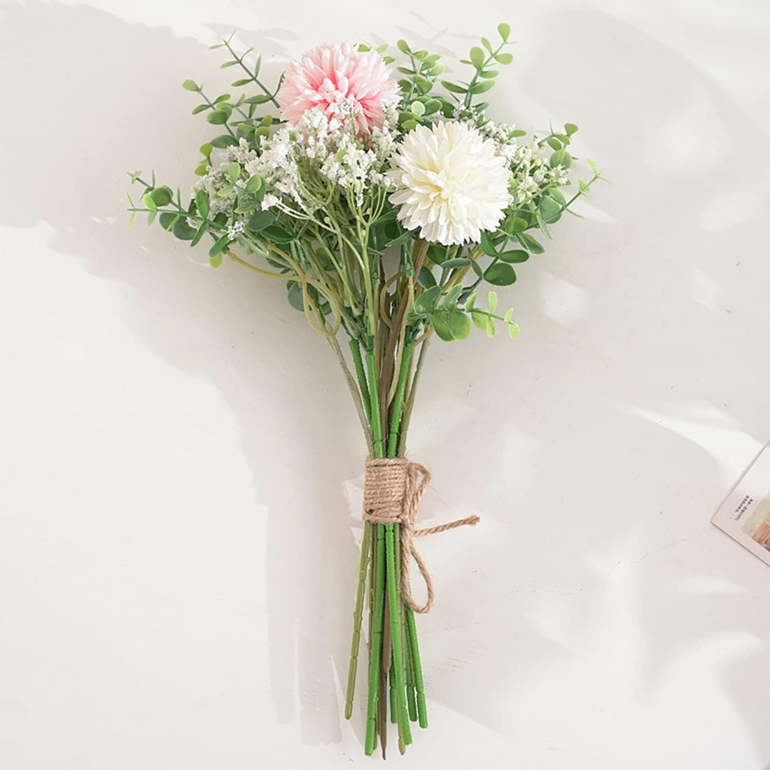 Artificial Fake Silk Flower Arrangement - Pink & White (14 inch, Pack of 12, Flower Bunch)