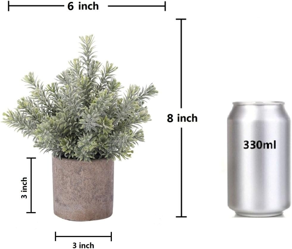 HomeXO Artificial Rosemary Plant with Stone Style Planter Pot, Fake Potted Plant, Faux Indoor Plants for Decoration