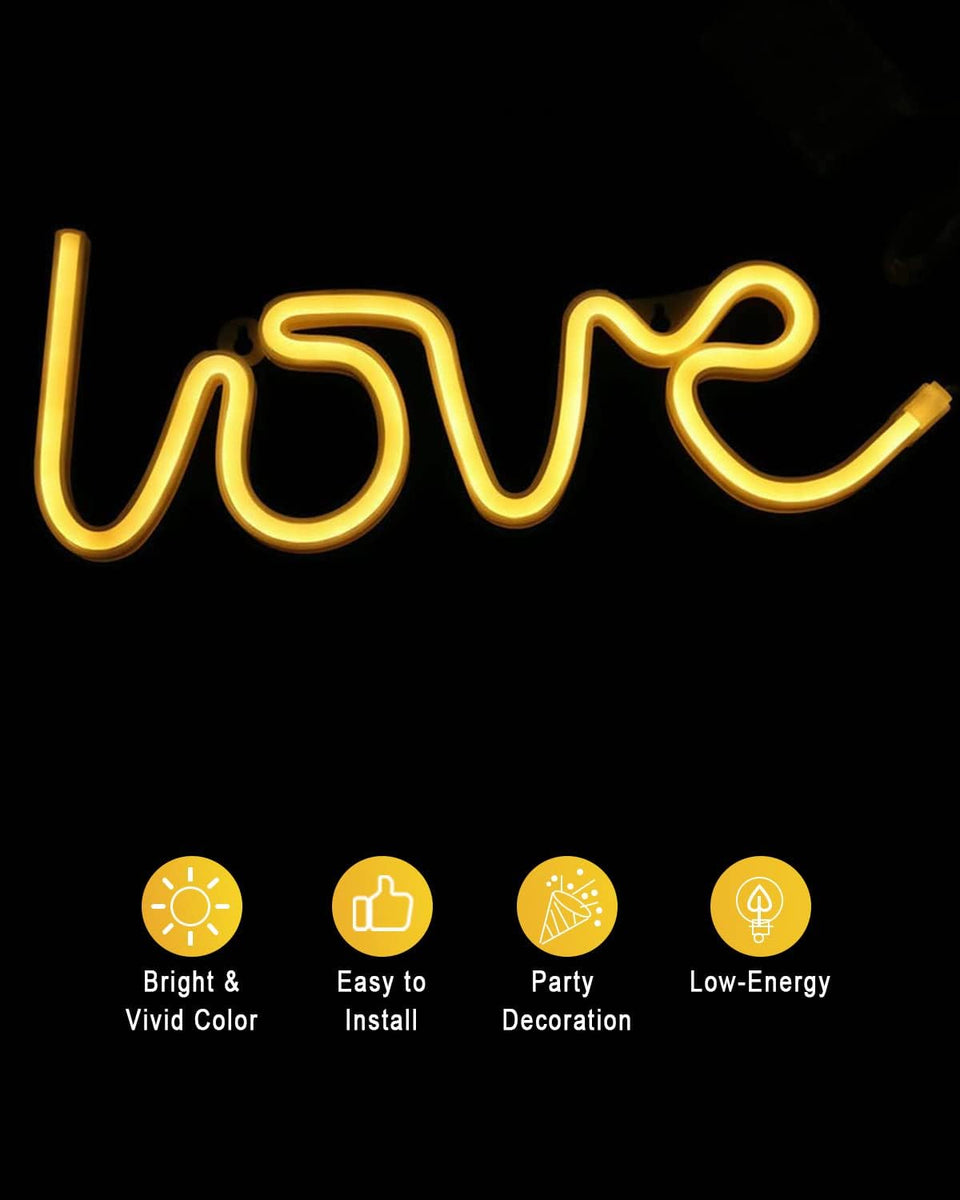 Love Neon LED Light Sign for Gifts, Night Light with USB, (Warm White ...