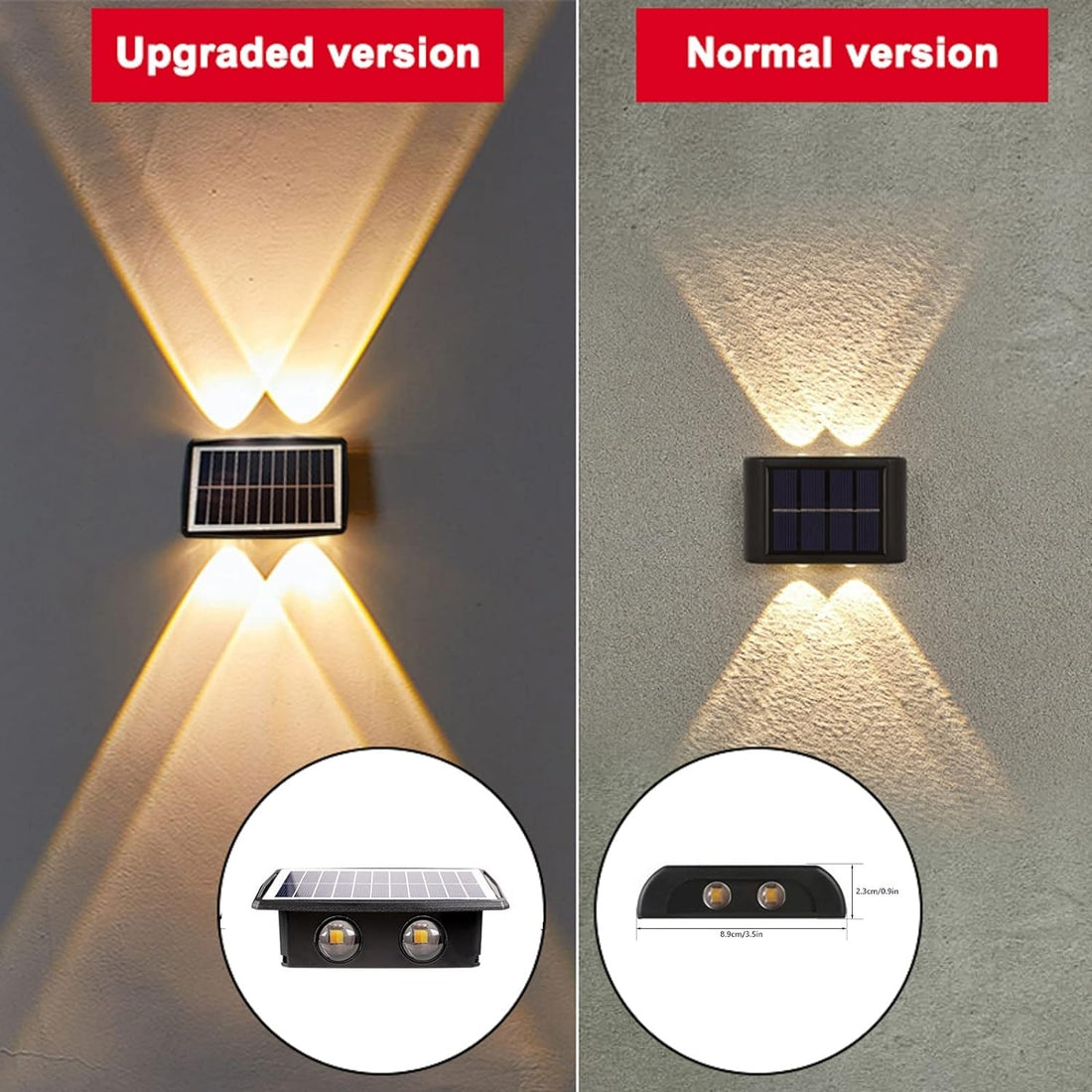 LED Solar Powered Wall Fence Light - Warm White