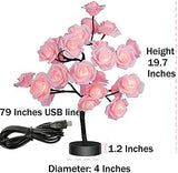Rose Tree Lamp Tabletop Lights, 24 LED Rose Lamp, Rose Flower Tree USB Operated for Home Wedding, Night Light (Pink)