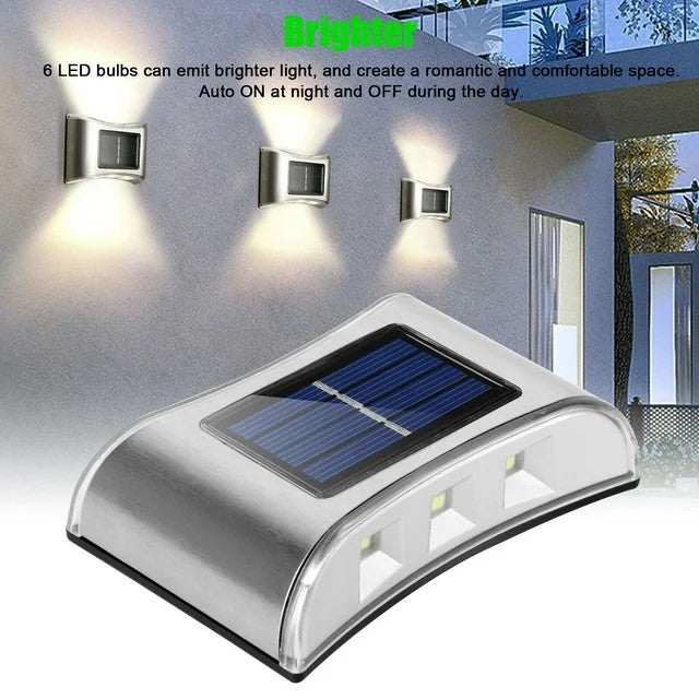 LED Solar Powered Wall Fence Light (Warm White) (Pack of 4)
