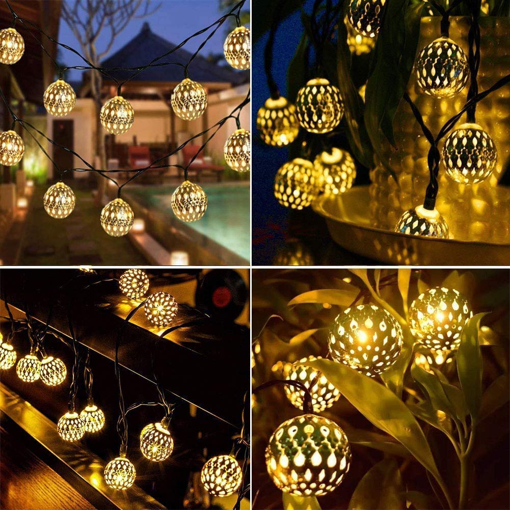 XERGY Moroccan Ball LED String Fairy Lights Outdoor and Indoor for Home Decoration Light, Diwali Lights & Christmas Party (Warm White,Corded Electric)