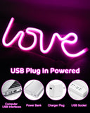 Love Neon LED Light Sign Table Decoration, Gifts, Night Light with USB, (Pink)