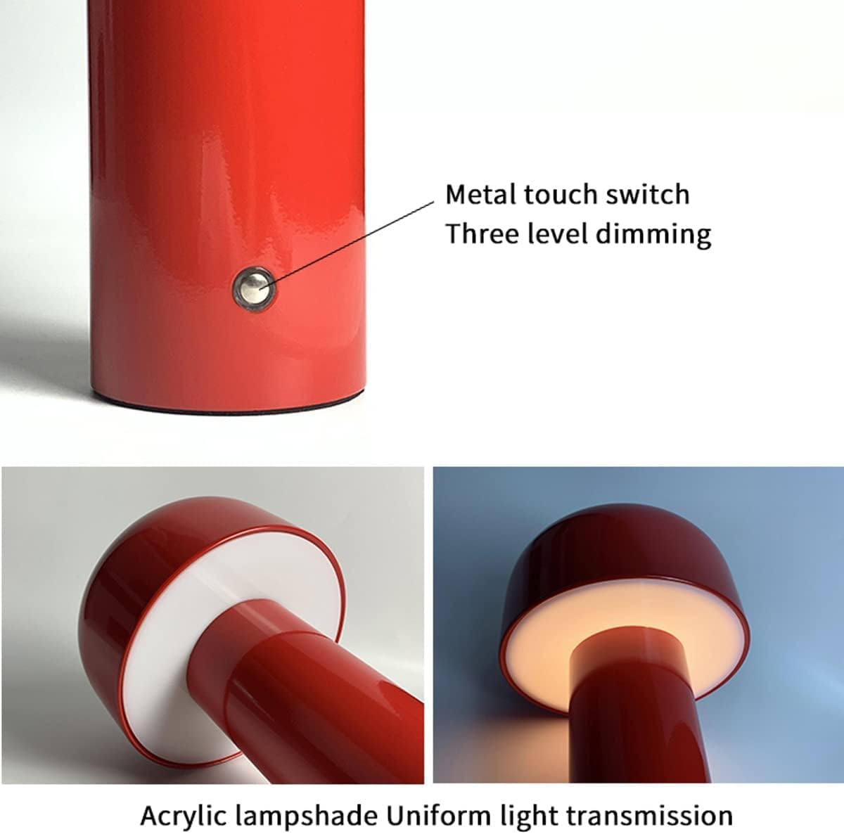 Mushroom LED Table Lamp - Red