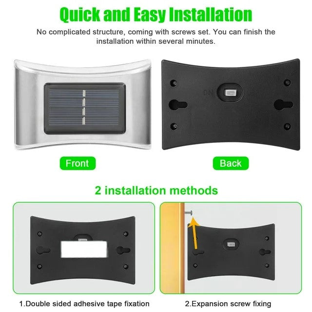 LED Solar Powered Wall Fence Light (Warm White) (Pack of 4)