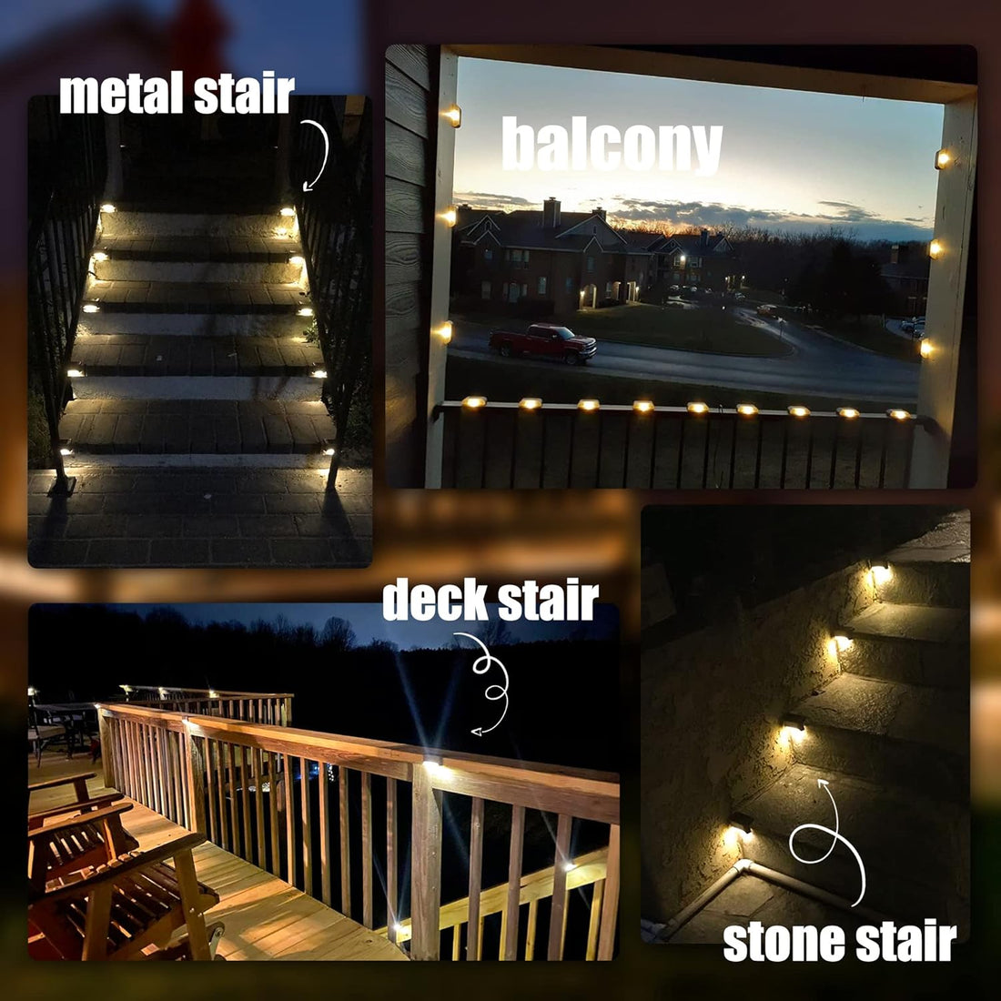 Solar Outdoor Deck Lights  - Warm White ( Pack of 4 )