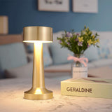 Xergy Cordless Portable LED Table Lamp with Touch ,3 Colors Stepless Dimming , 800MAH Rechargeable Battery Operated , Restaurant,Night Light for Kids Nursery,Nightstand (Gold)