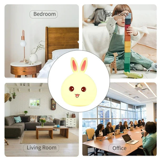Soft Silicone Cute Bunny Night Light- Multicolor