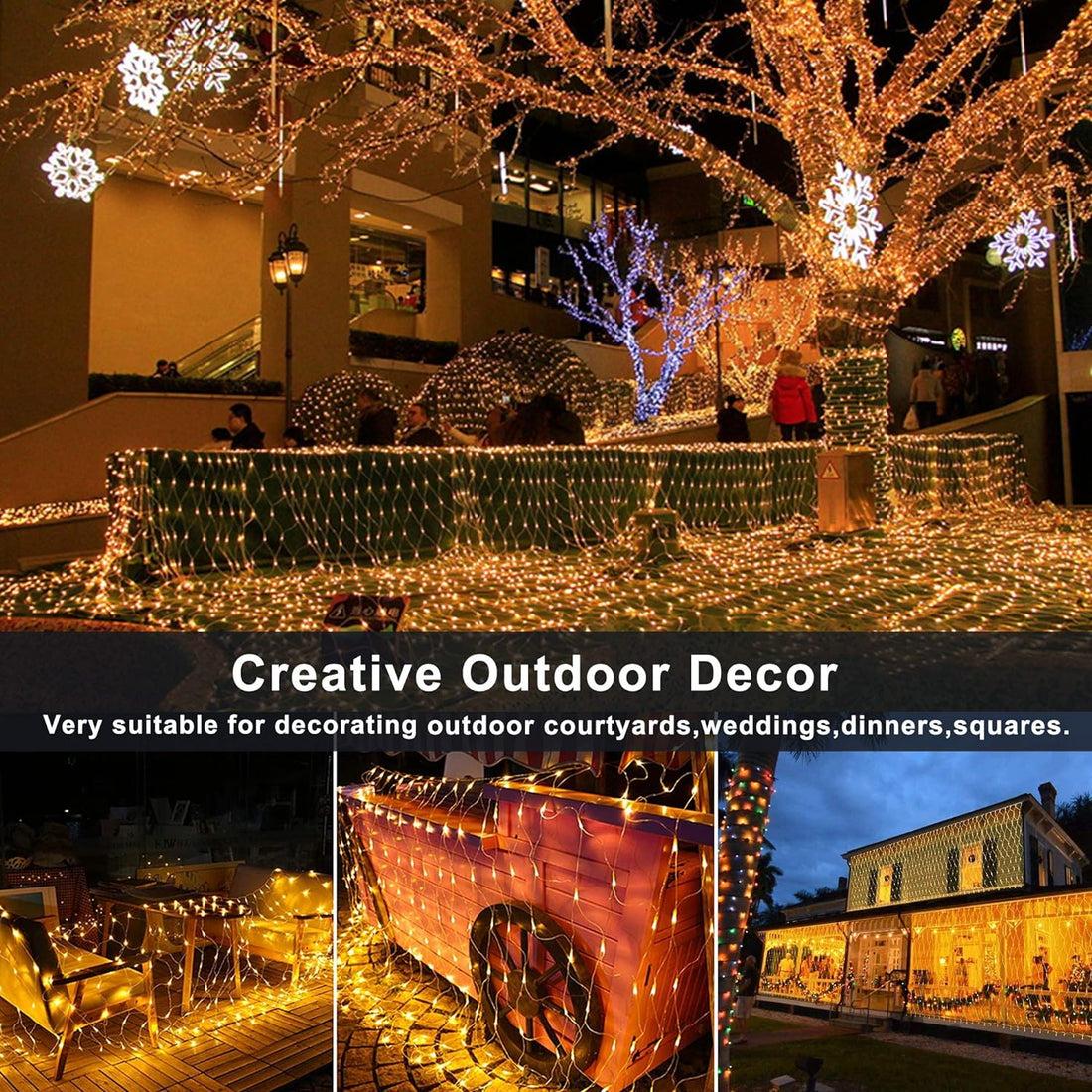 192 LED  Net Mesh String Lights - 2 X 2 Meter (Warm White)