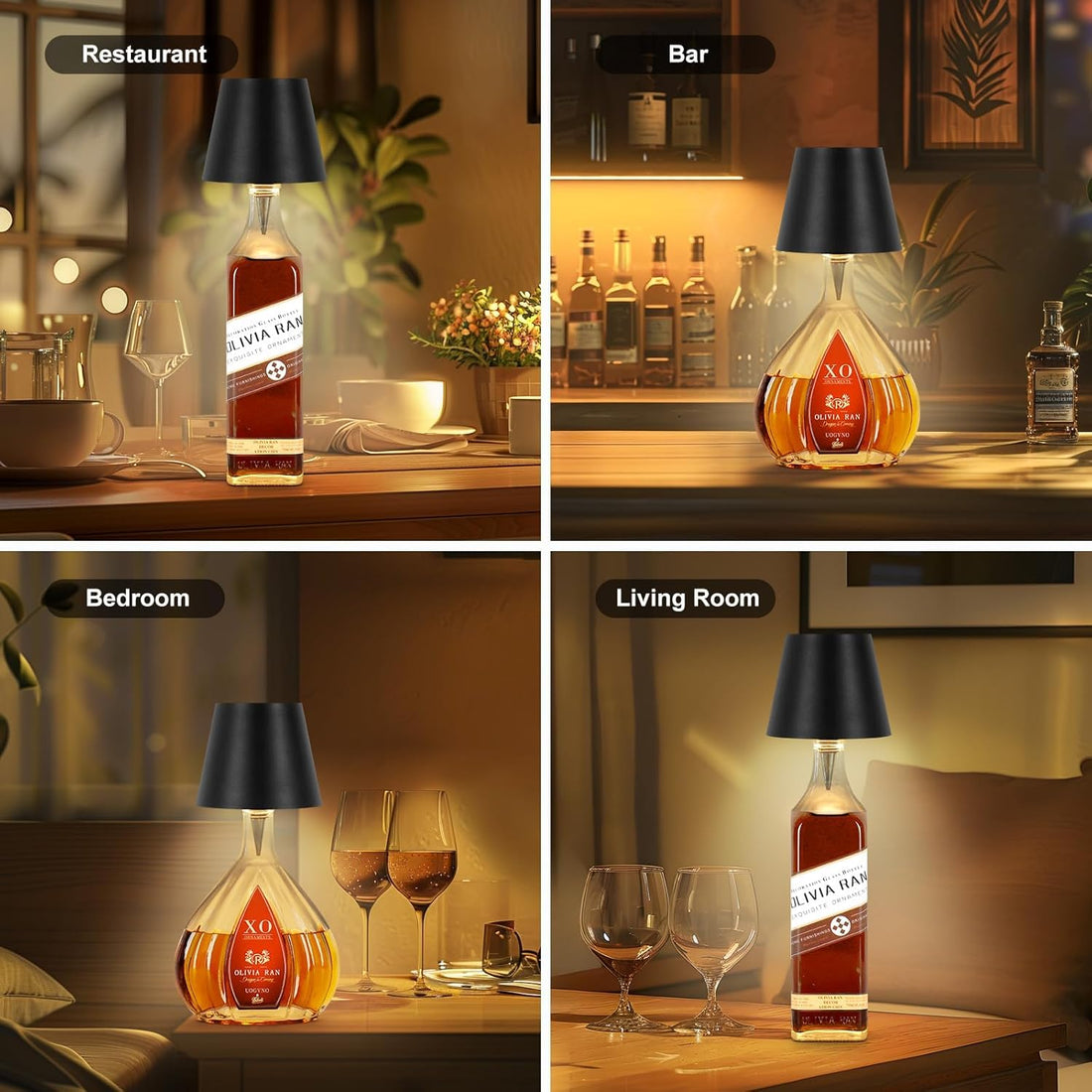 Wireless LED Bottle Lamp (Bottle Not Included) - Black