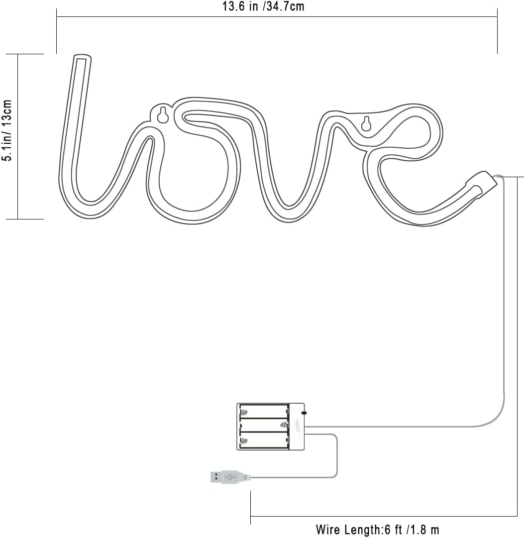 Love Sign Neon LED Light (Warm White )