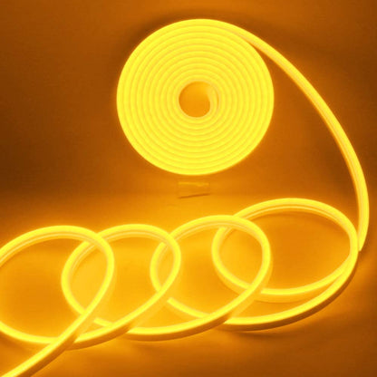 Xergy LED Neon Strip Lights 5Meter, IP67 Waterproof Neon Rope Light for Indoor Outdoor Home Decoration (Yellow, 12V 2A Power Adapter Included)