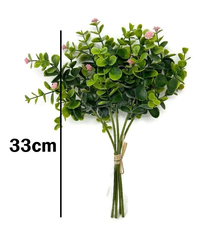 Artificial Eucalyptus Bouquet With Baby Breath Pink Flowers