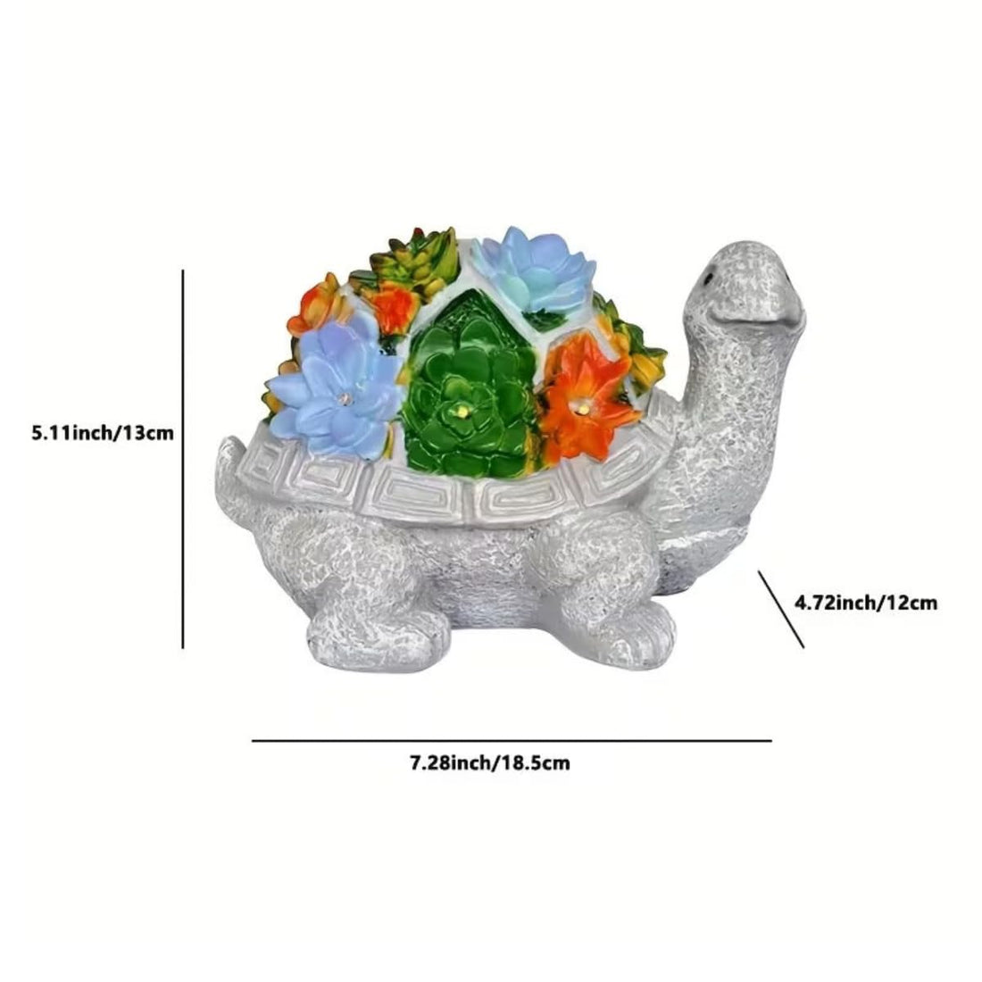 Adorable Solar-Powered Turtle Statue with 6 Warm White LED