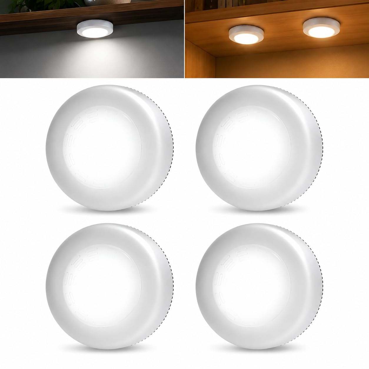 Battery Operated Mini Tap Lights- Night Lamps (Set of 4)