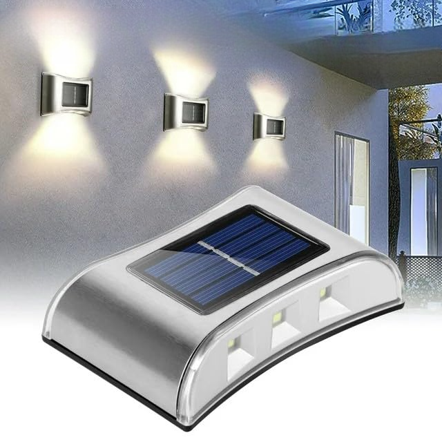 LED Solar Powered Wall Fence Light (Warm White) (Pack of 4)