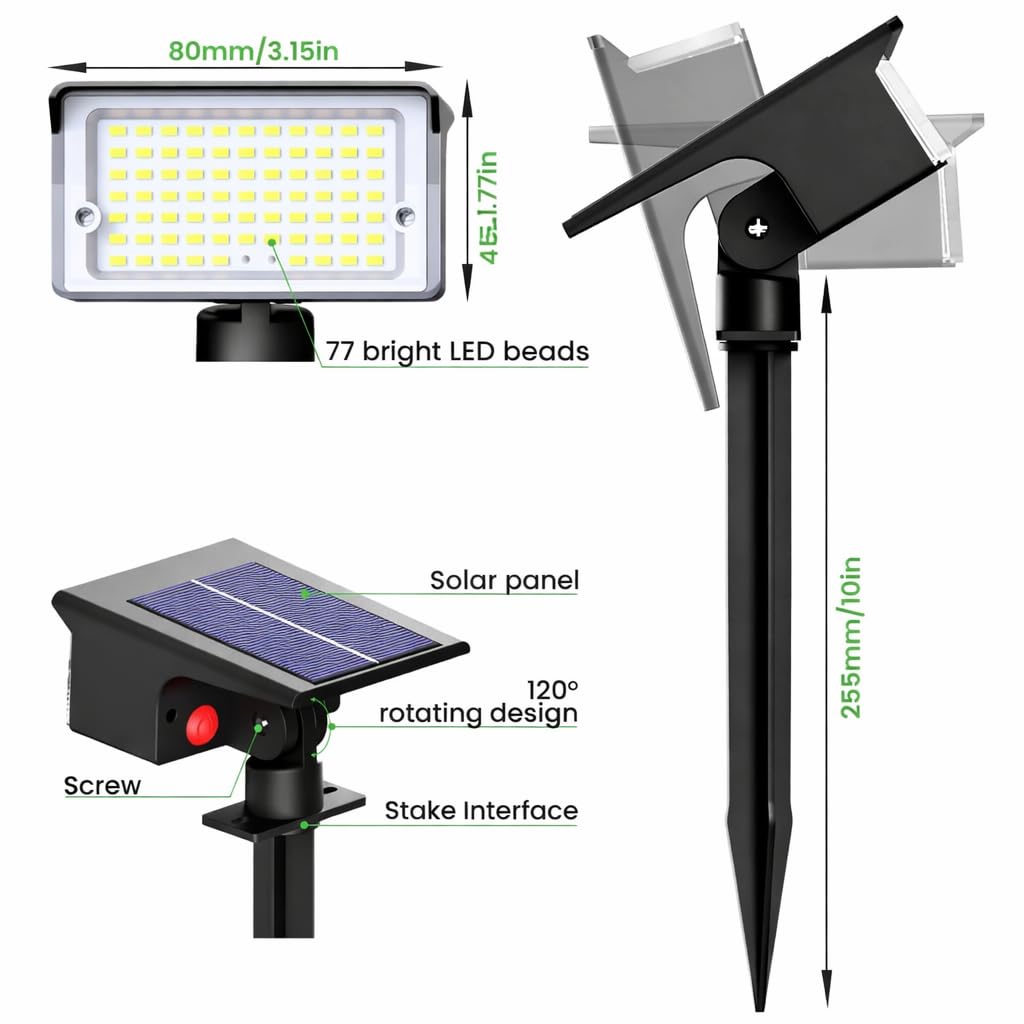 Solar LED Garden Spot Lights- Pack of 2