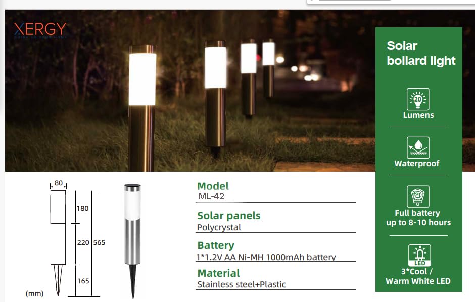 Aluminum Solar Bollard Pathway Lights (Pack of 2)