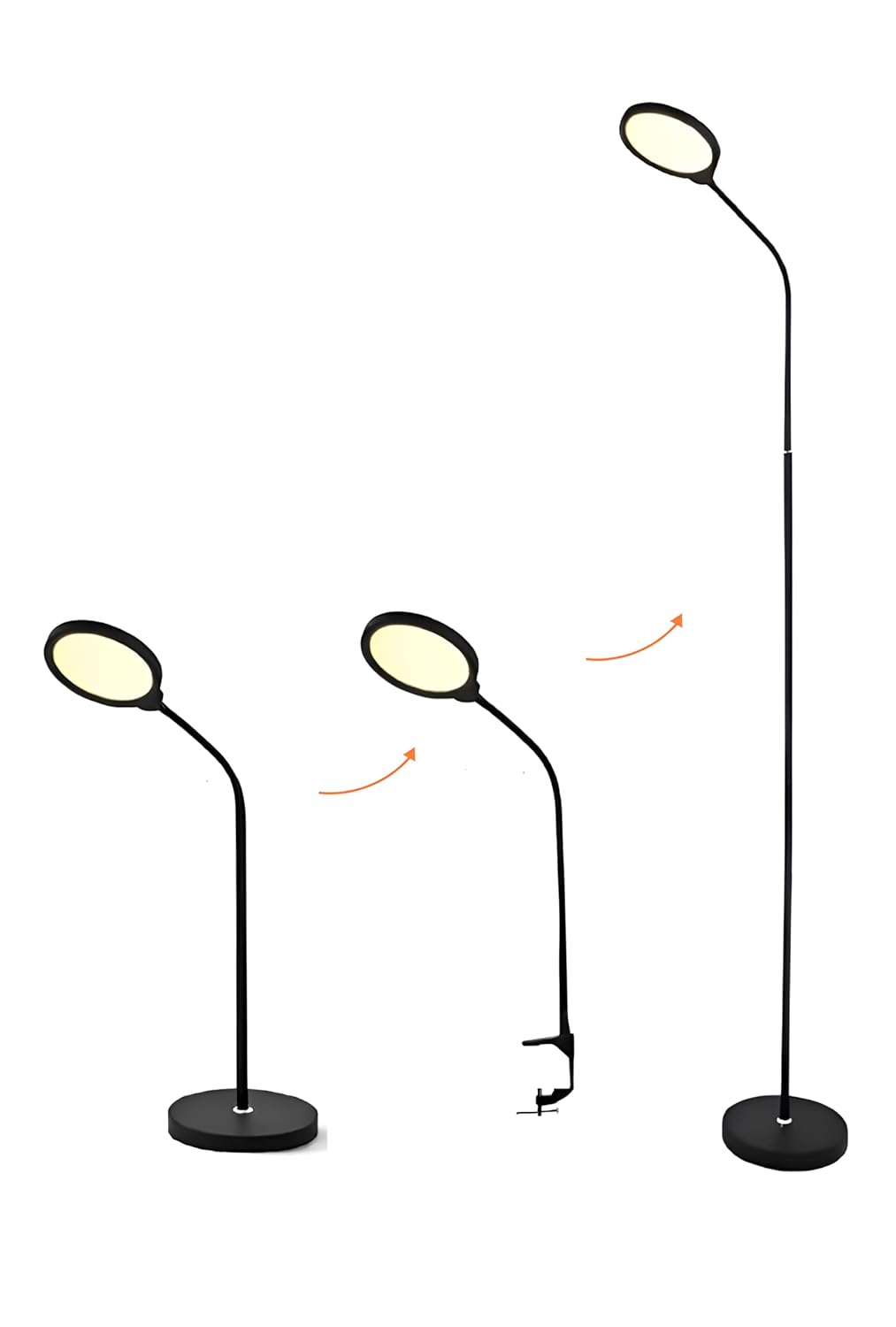 12W Versatile 3-in-1 Floor, Desk & Clamp LED Lamp