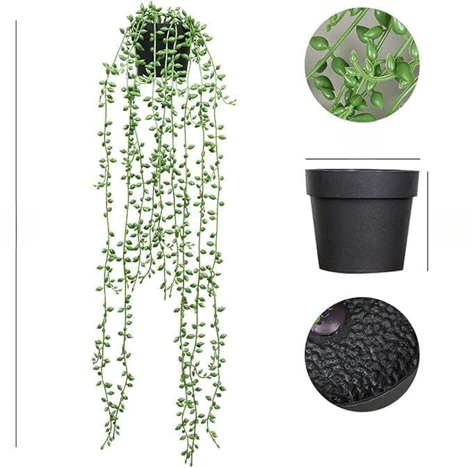 Artificial String of Pearls Hanging Plant With Pot