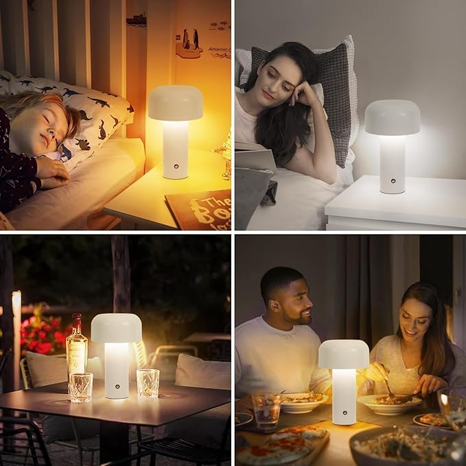 Cute Mushroom Table Lamp - White