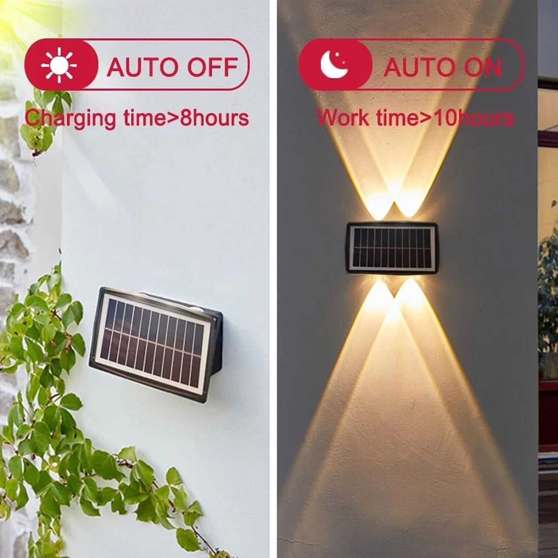 LED Solar Powered Wall Fence Light - Warm White