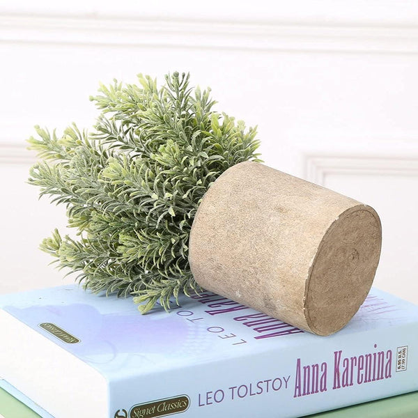 HomeXO Artificial Rosemary Plant with Stone Style Planter Pot, Fake Potted Plant, Faux Indoor Plants for Decoration
