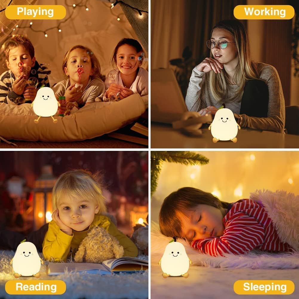 Soft Silicone Cute Pear Night Light-Multicolor