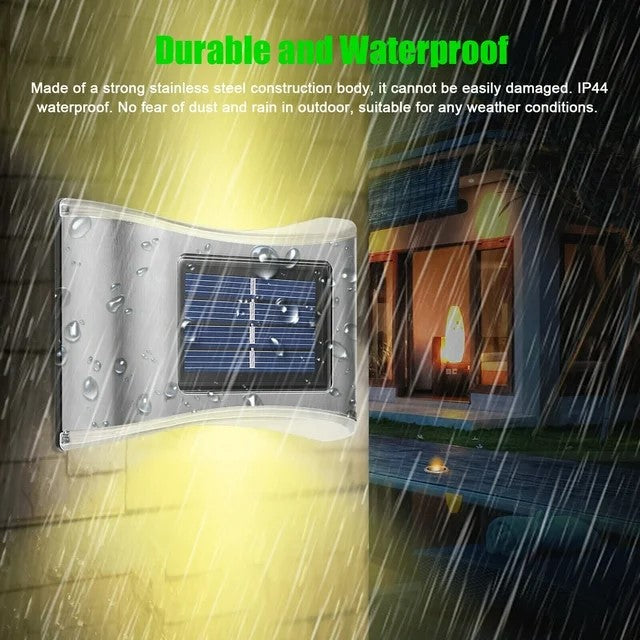 LED Solar Powered Wall Fence Light (Warm White) (Pack of 4)