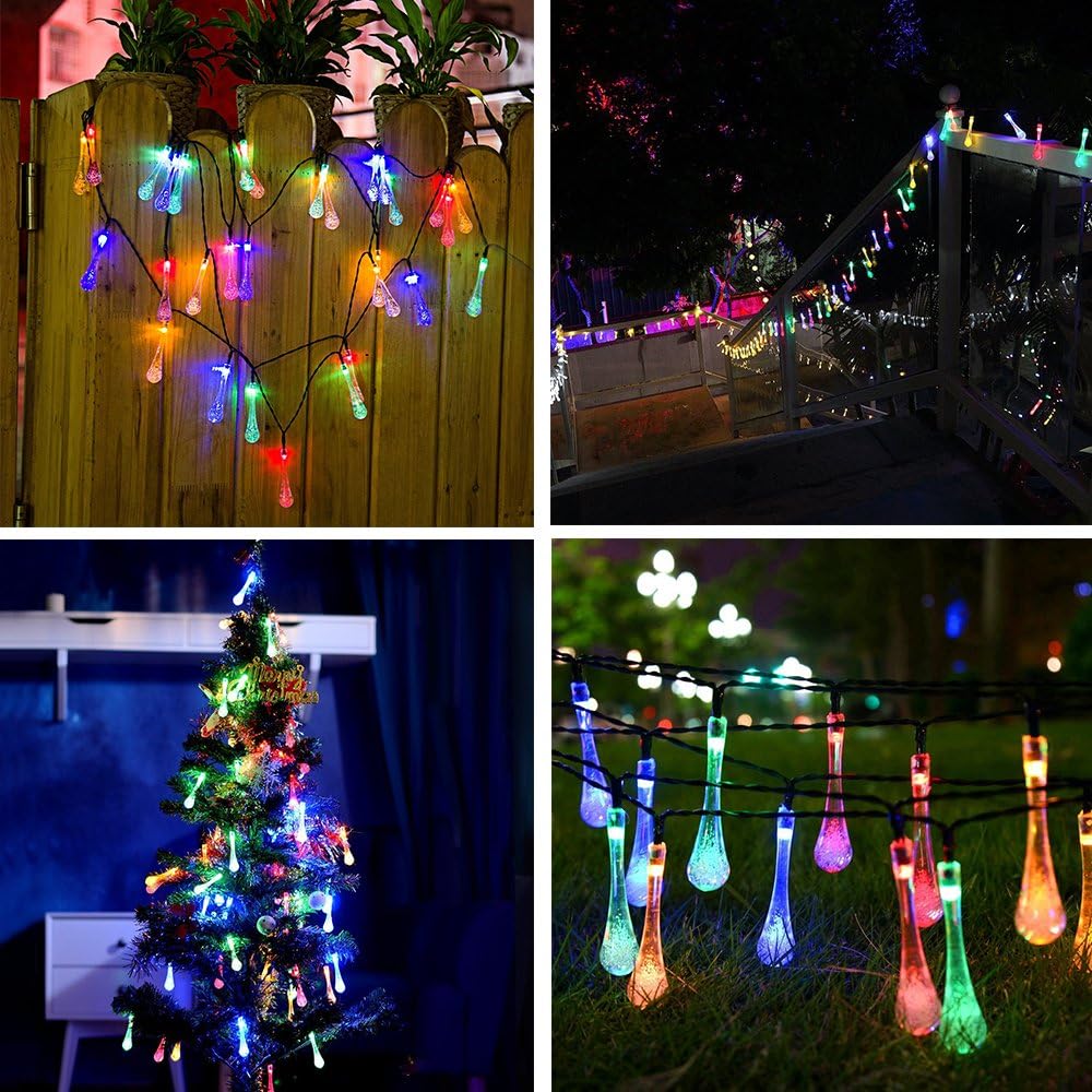 30 LED Waterdrop Design Solar Lights- 6 Mtr ( Multicolor )