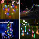 XERGY 30 LED Solar Lights Water Drop, Outdoor Lights,8 Modes Twinkling Solar Fairy Lights, Multicolor