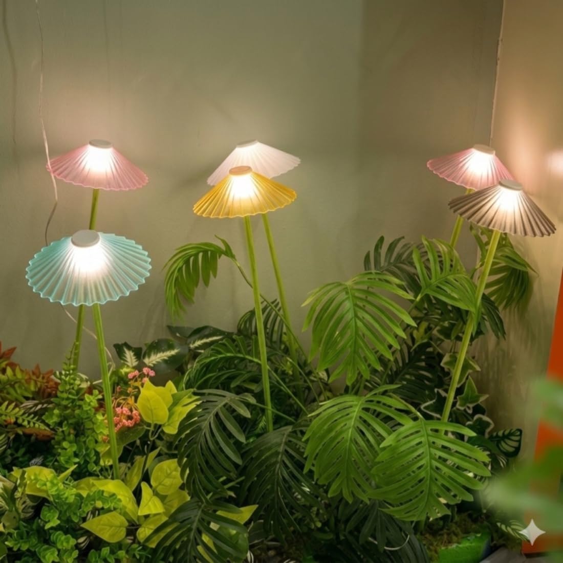 Solar Powered Colorful Umbrella Design Garden Stake Lights (Pack of 6)