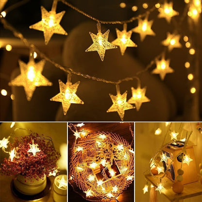 Xergy Star String Fairy 16 Led Lights Outdoor and Indoor for Home Decoration Light, Diwali Lights & Christmas,Party (Warm White,Corded Electric)