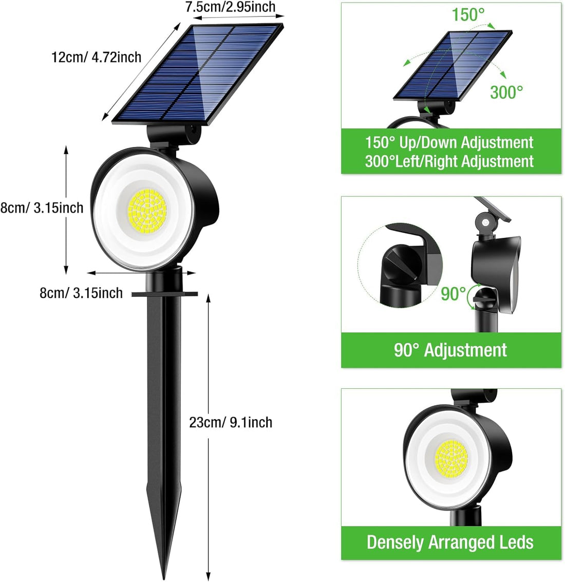 Solar LED Spot Lights- Pack of 2