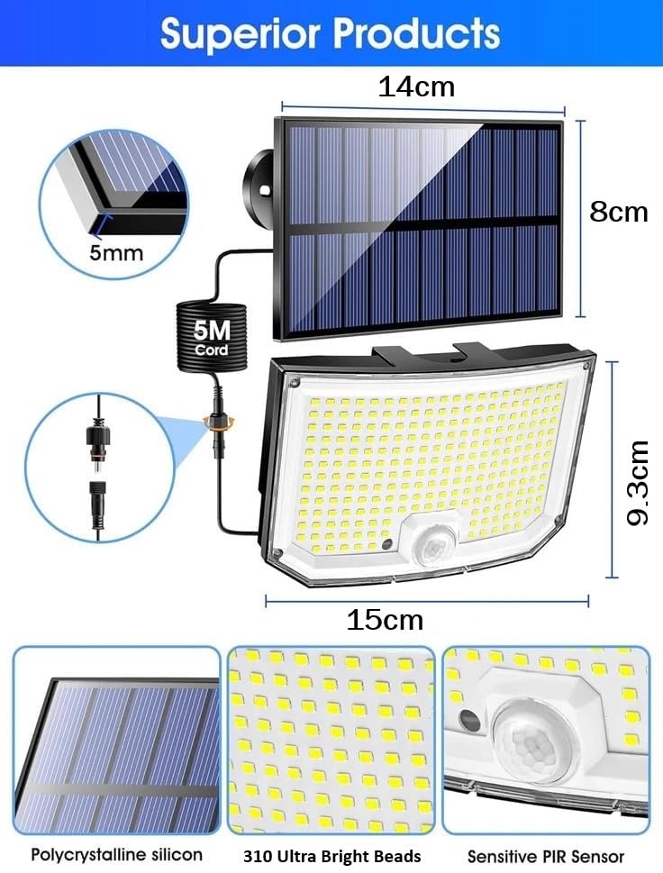Solar LED Flood Light With 5 Meter Attached Cable
