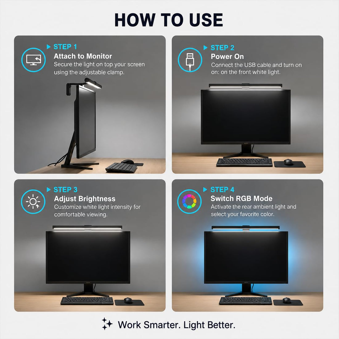 Monitor Light Bar Touch Control Dual Side Lighting-15.75-inch