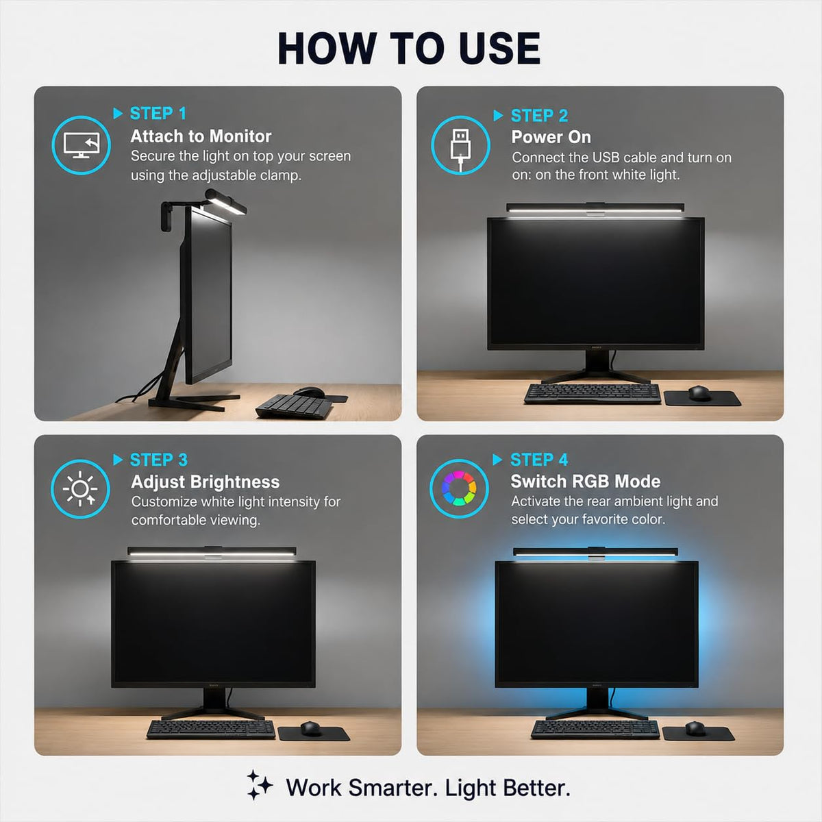 Monitor Light Bar Touch Control Dual Side Lighting-15.75-inch